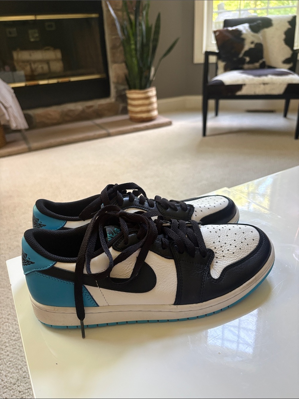 Nike Air Jordan 1 Retro Low OG “UNC” sneakers - White/Black/Teal Blue
